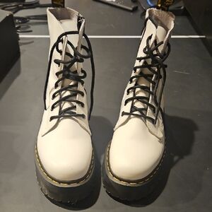 Dr. Martens White and Black Combat Boots